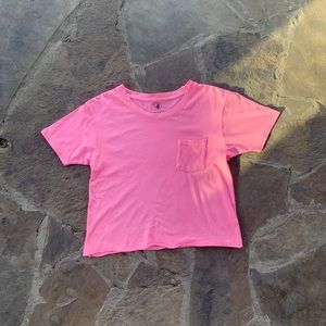 NEON PINK CROP TOP T-SHIRT